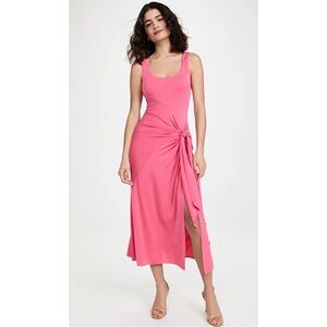 CINQ À SEPT | $395 Vera Tie Detail Midi Dress in Pink Candy, Size 6